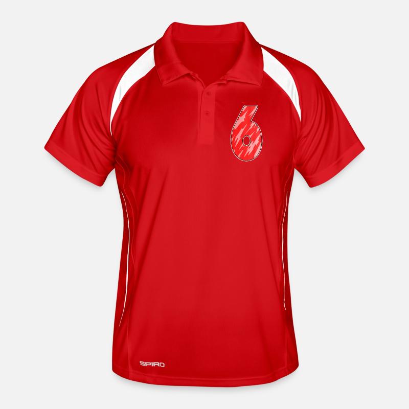 Number 6 Pattern Red Men's Polo breathable