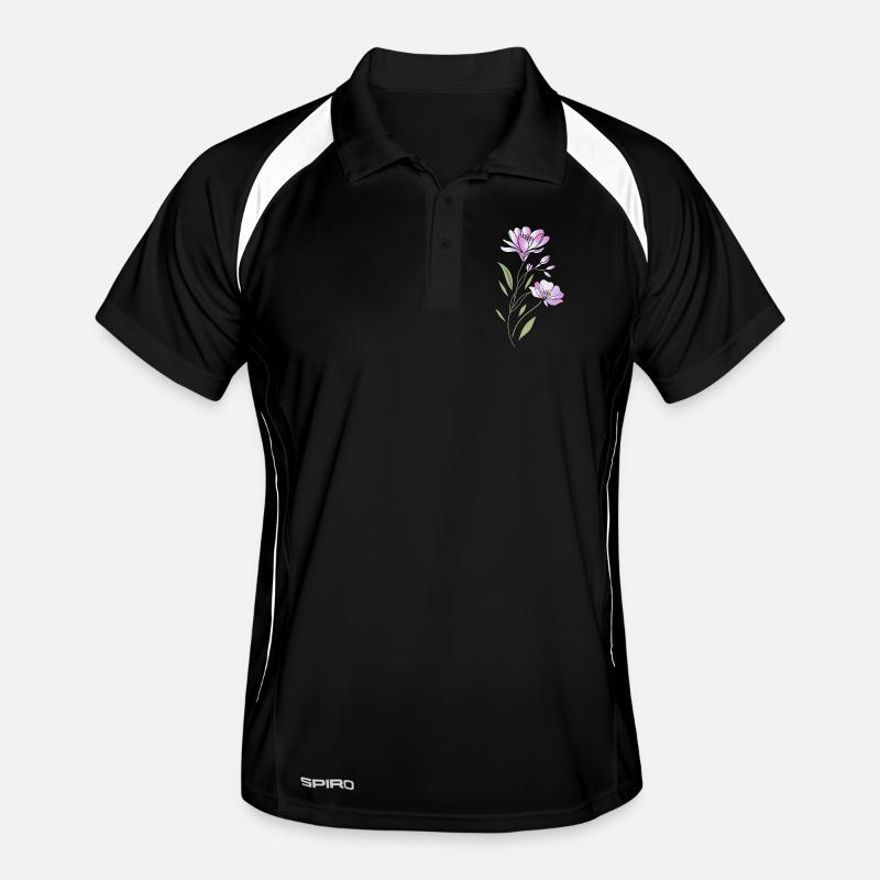 Freesien Blumen Illustration  Männer Polo atmungsaktiv