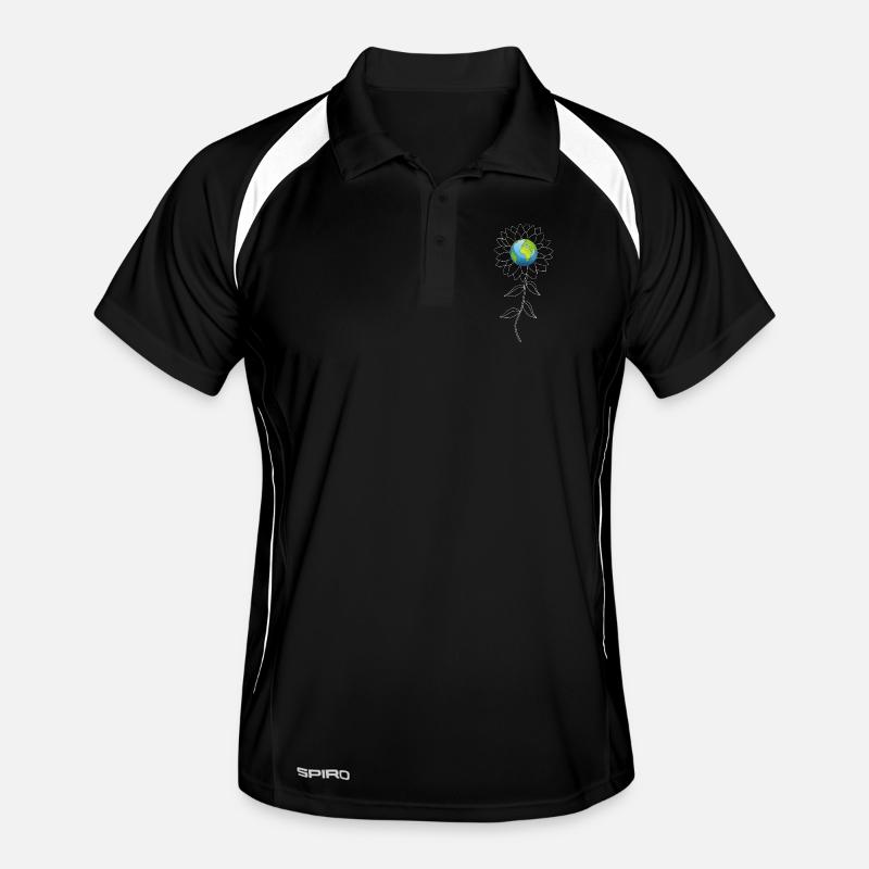 Planète Terre et fleur de tournesol blanche Polo respirant Homme