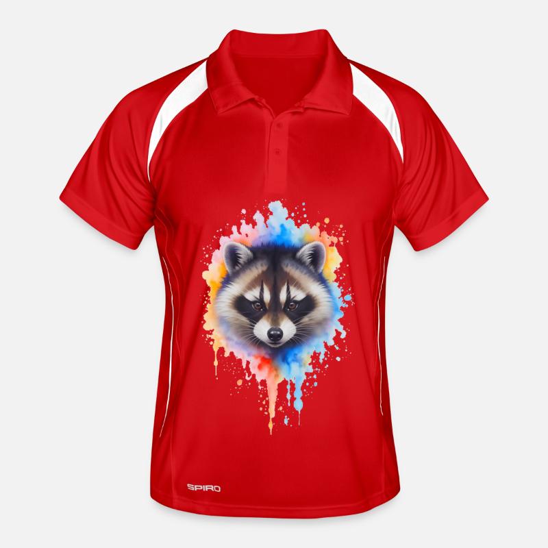 Aquarell Waschbär Farbexplosion Männer Polo atmungsaktiv