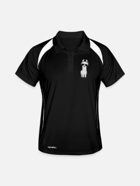 Cool Llama Alpaca Sunglasses Smiling Funny - Men's Polo breathable - black/white - Front