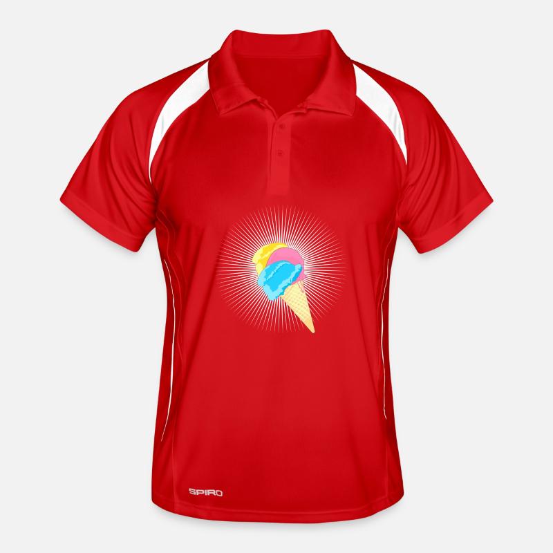 Eis Eistüte Eiskrem Softeis Waffel Strahlen Männer Polo atmungsaktiv