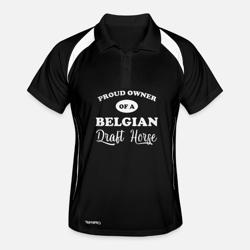 Fier propriétaire de cheval de trait belge Polo respirant Homme