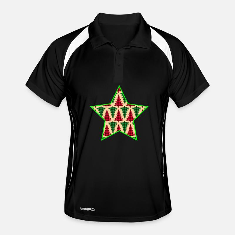 Plaid Tree Star with Neon Outline Men's Polo breathable