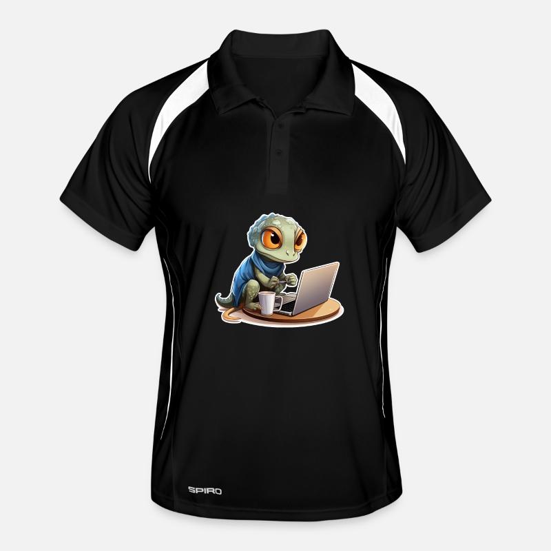 Chemise drôle de gecko gecko sur Internet Coffee Nerd Polo respirant Homme