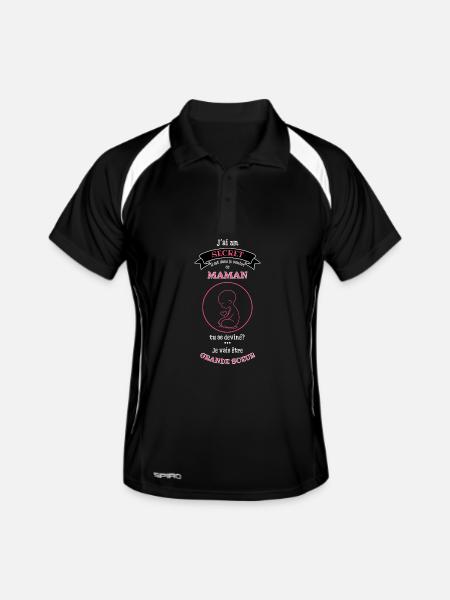 Secret Maman Grande Sœur - Polo respirant Homme - noir/blanc - Devant