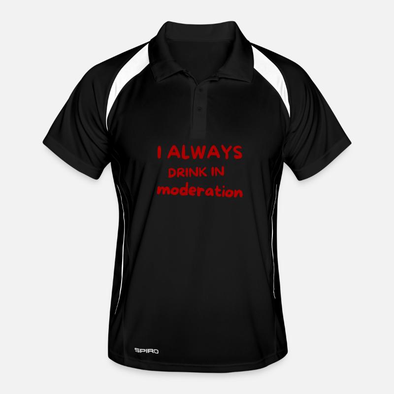 Je bois toujours avec modération – Red Script Polo respirant Homme