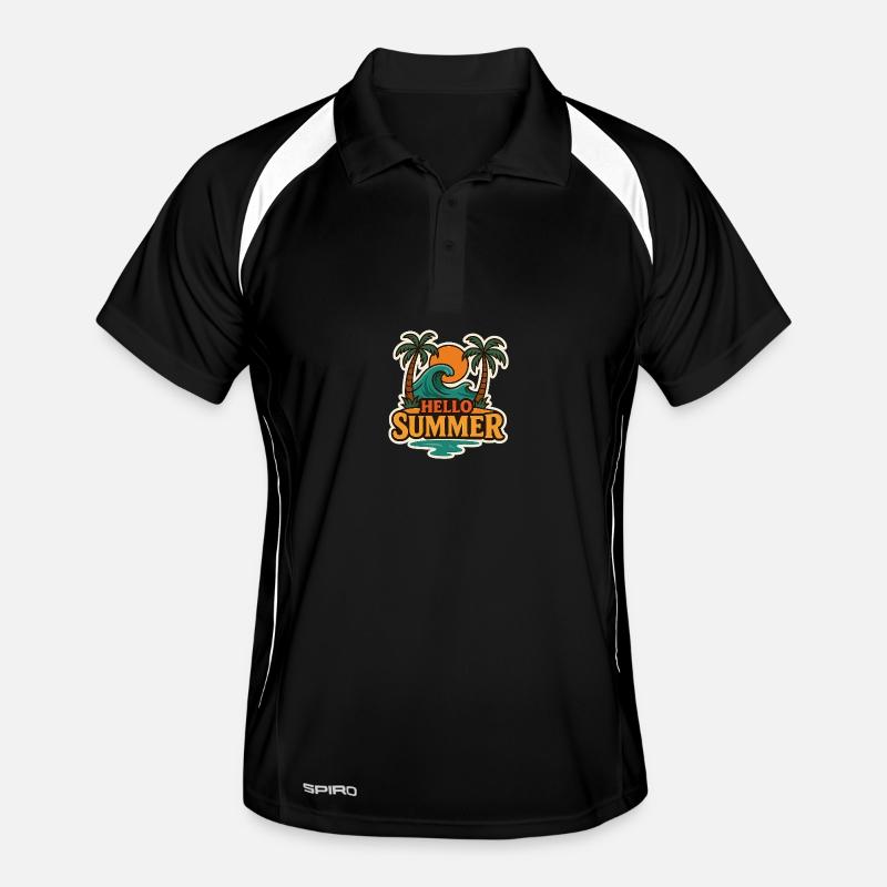 Hello Summer Tropical Wave Badge Men's Polo breathable