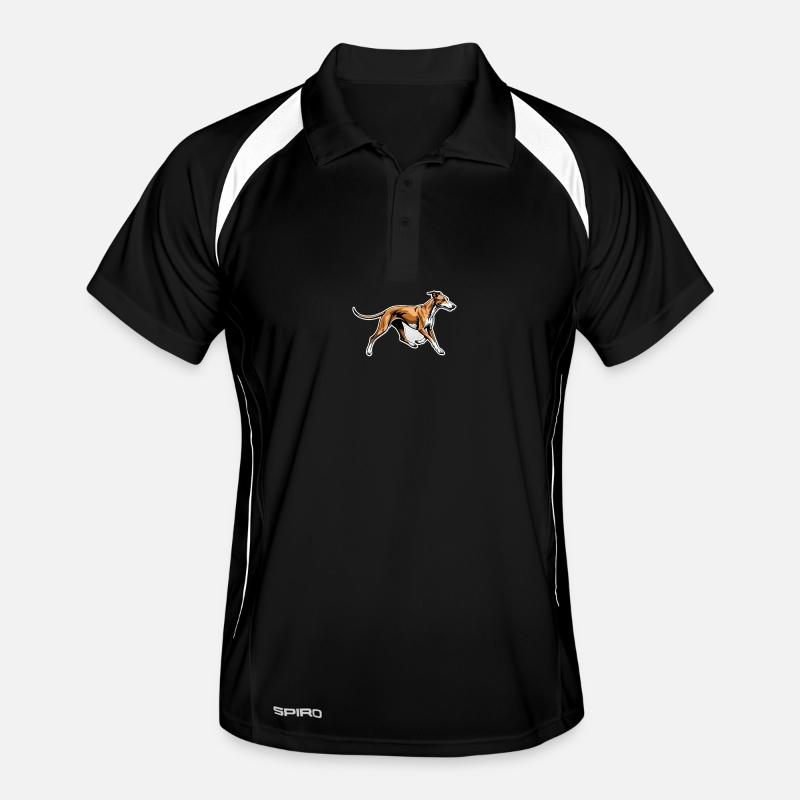 Illustration dynamique de course de lévriers - Polo respirant Homme - noir/blanc