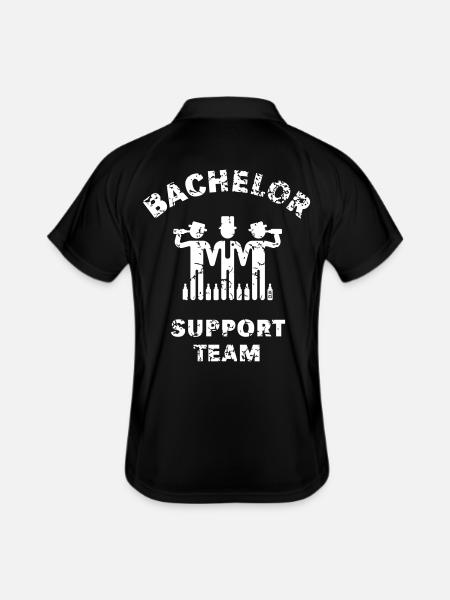 Bachelor Support Team (JGA Polterabend Vintage W) - Männer Polo atmungsaktiv - Schwarz/Weiß - Hinten