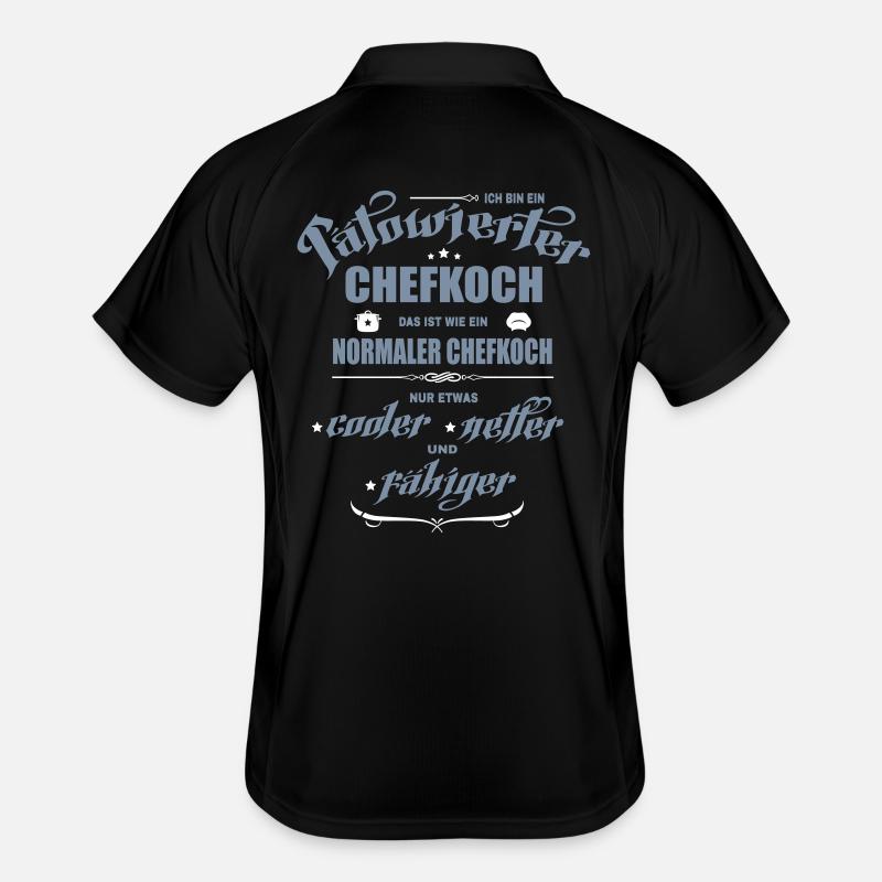 Chefkoch mit Tattoos. Tätowierter Chef. Männer Polo atmungsaktiv