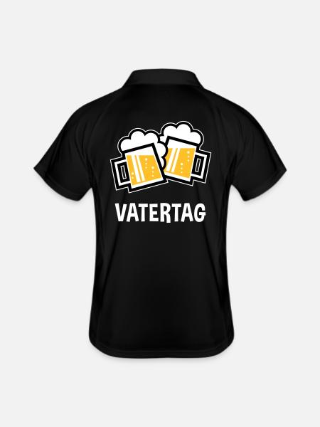 Vatertag (Bier Prosit / Bayrische Bierkrüge / 3C) - Männer Polo atmungsaktiv - Schwarz/Weiß - Hinten
