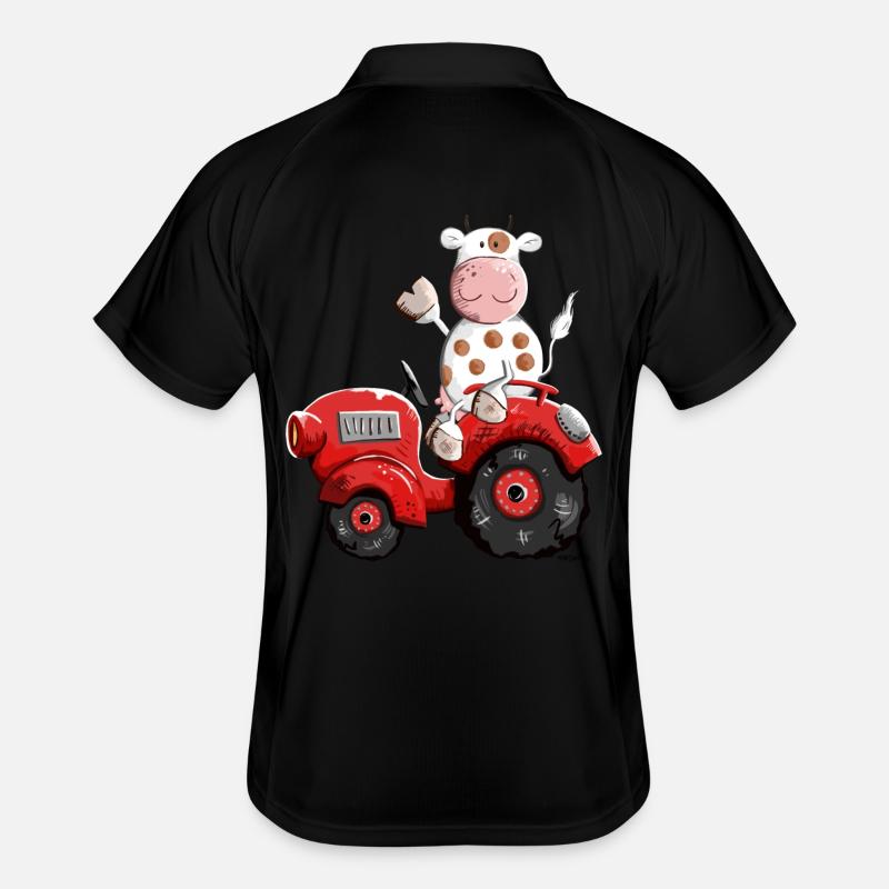 Kuh fährt Traktor Männer Polo atmungsaktiv