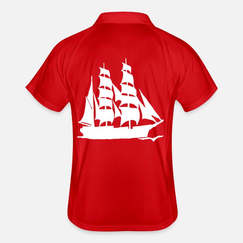 SEGELBOOT GROßFORMAT WEIß Männer Polo atmungsaktiv