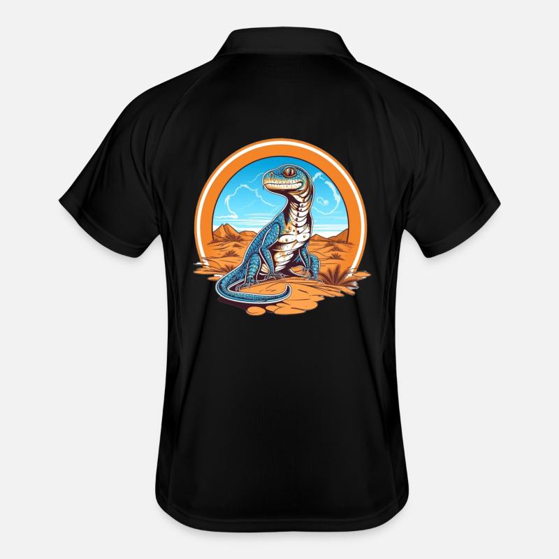 Lizard in Desert Landscape Design Men's Polo breathable