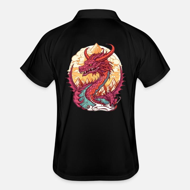 Dragon volcanique lever du soleil Polo respirant Homme