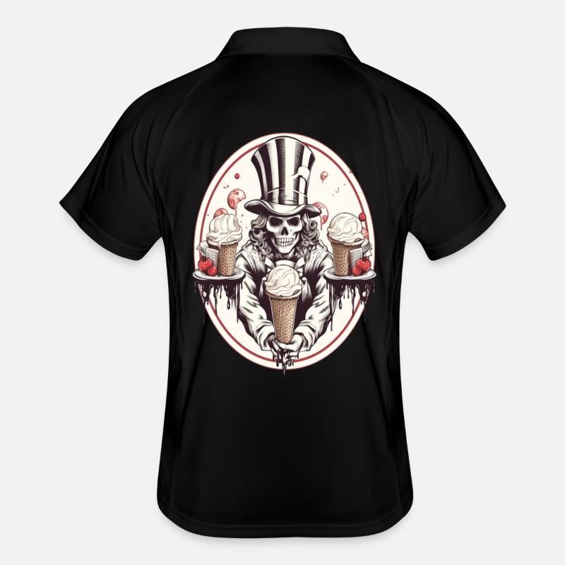 Skull mit Eiswaffel und Zylinderhut Men's Polo breathable