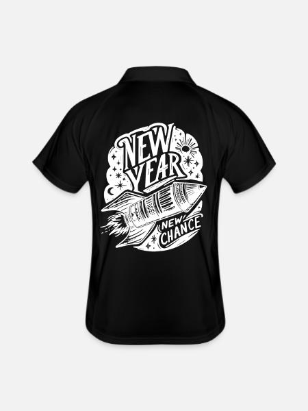 new year rakete silvester new beginning new chance - Männer Polo atmungsaktiv - Schwarz/Weiß - Hinten