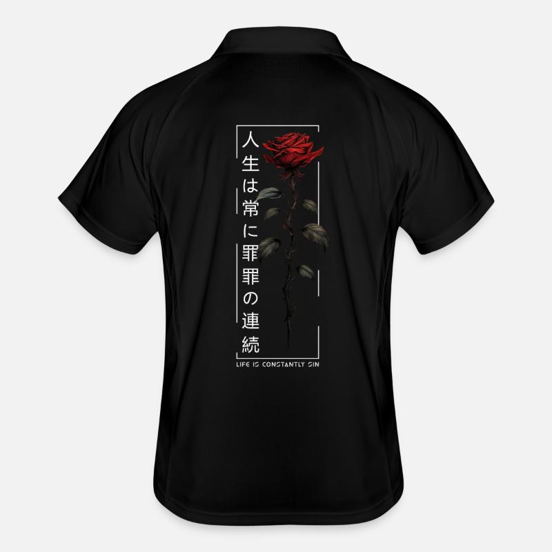 La vie est constamment Sin Rose Script japonais Polo respirant Homme
