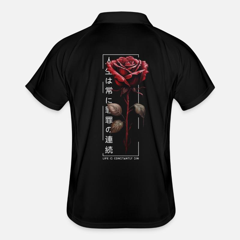 La vie est constamment Sin Rose Script japonais Polo respirant Homme