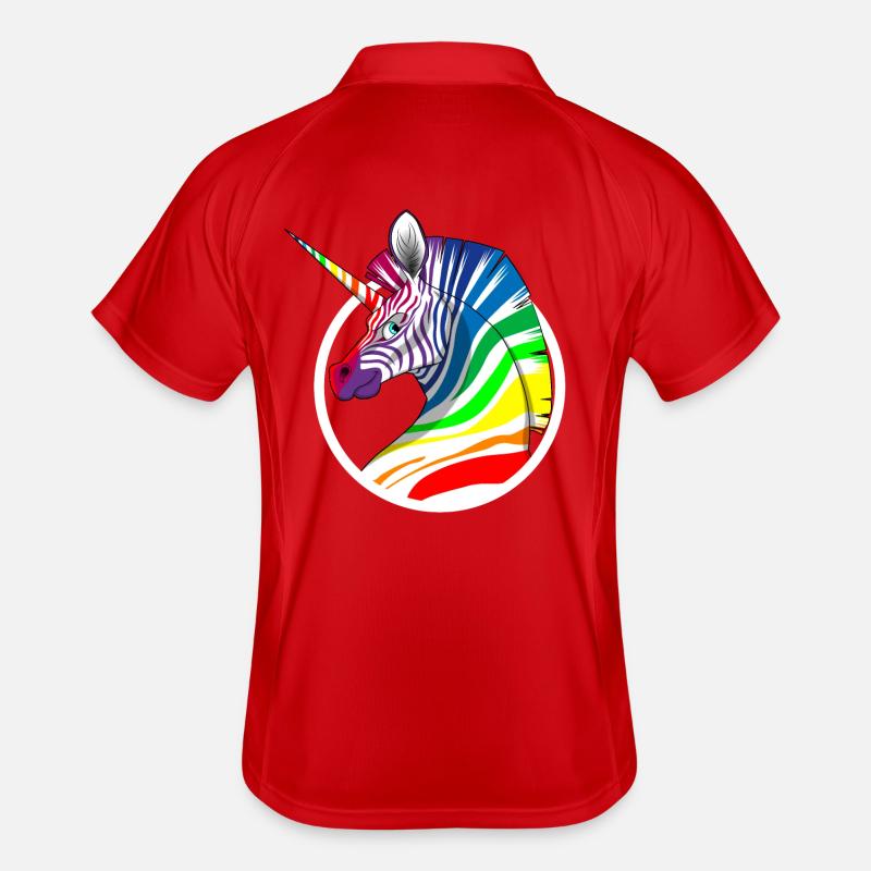 Rainbow Unicorn Zebra Men's Polo breathable