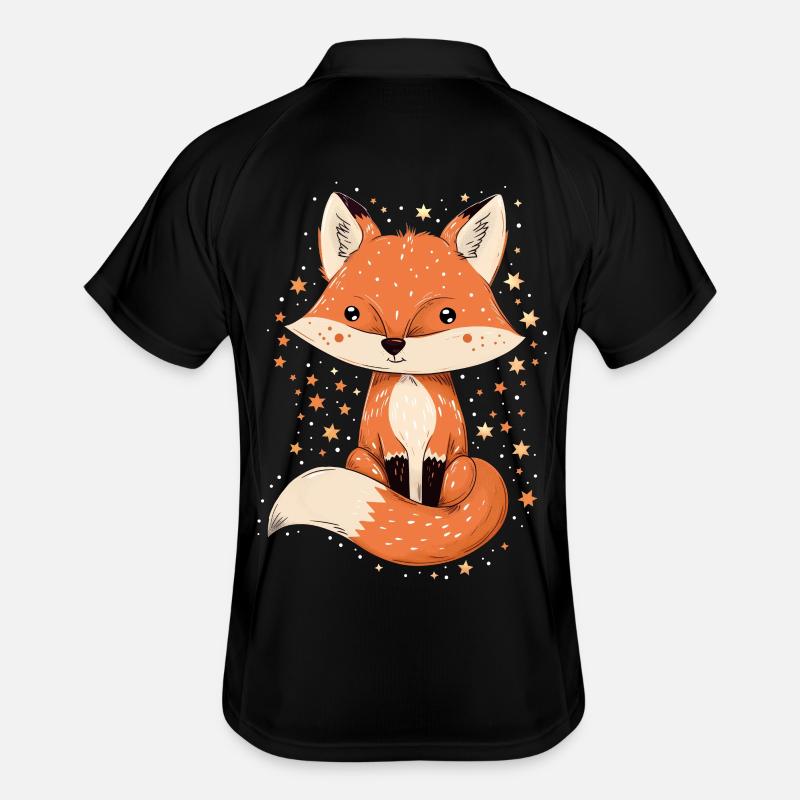 Fuchs mit Sternen - Männer Polo atmungsaktiv - Schwarz/Weiß