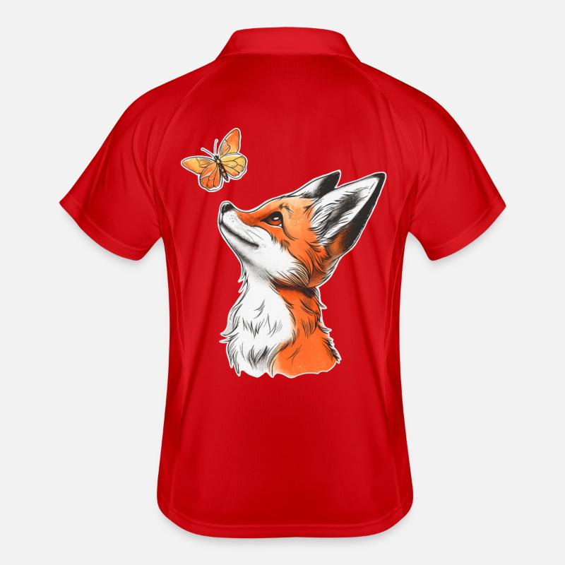 Renard avec papillon Polo respirant Homme