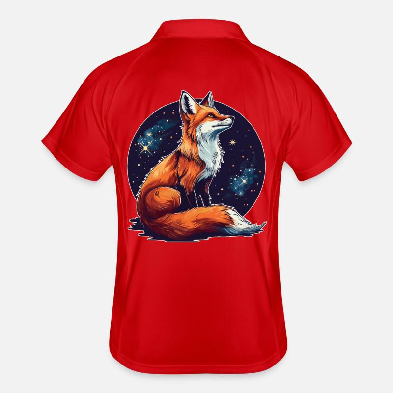Fuchs mit Sternen Männer Polo atmungsaktiv