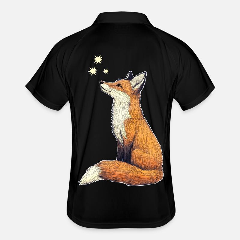 Fuchs mit Sternen - Männer Polo atmungsaktiv - Schwarz/Weiß