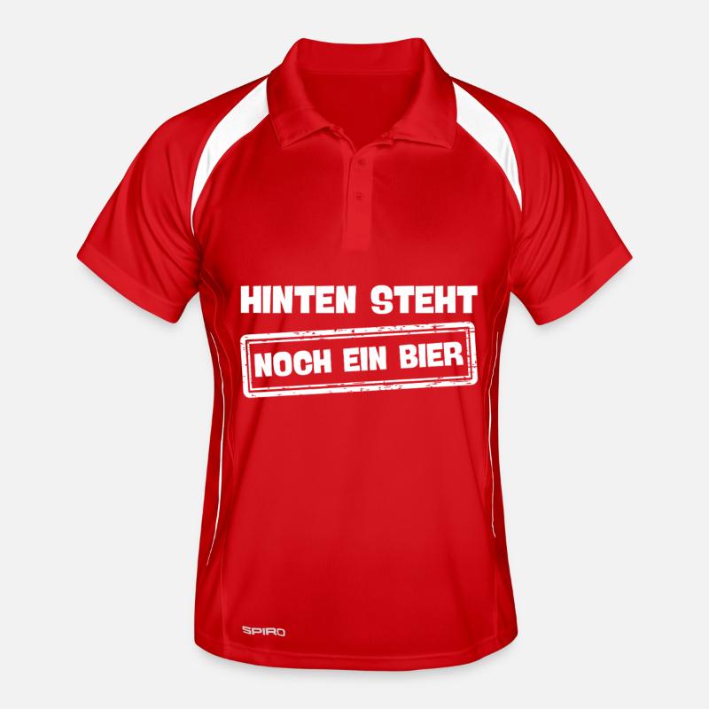 Hinten steht noch ein bier Lustiger Bier Spruch Männer Polo atmungsaktiv
