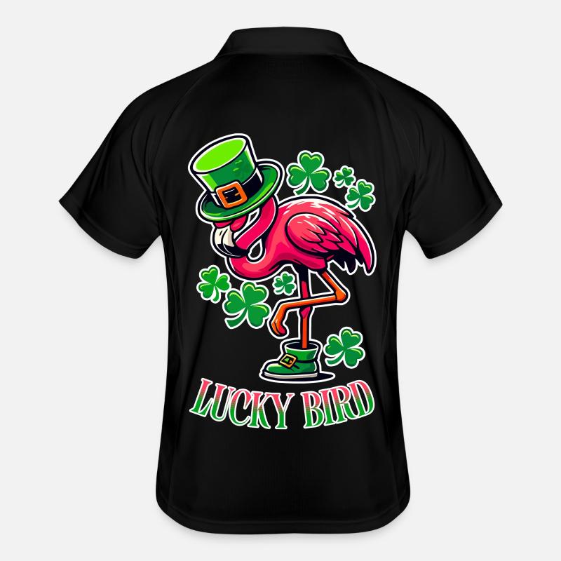 Lucky Bird – St. Patrick’s Flamingo Männer Polo atmungsaktiv