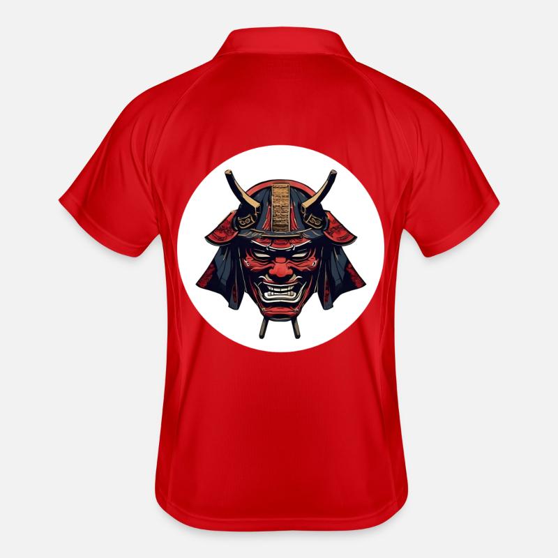 Roter Oni Dämonenhelm Männer Polo atmungsaktiv