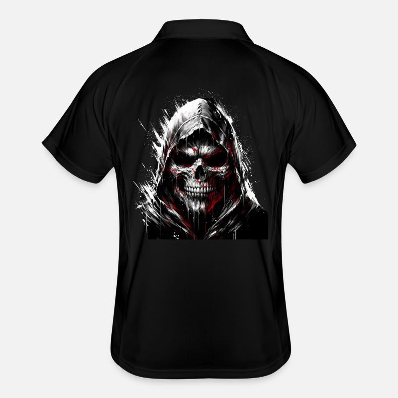 Dunkler Totenkopf mit Kapuze Gothic Art Männer Polo atmungsaktiv
