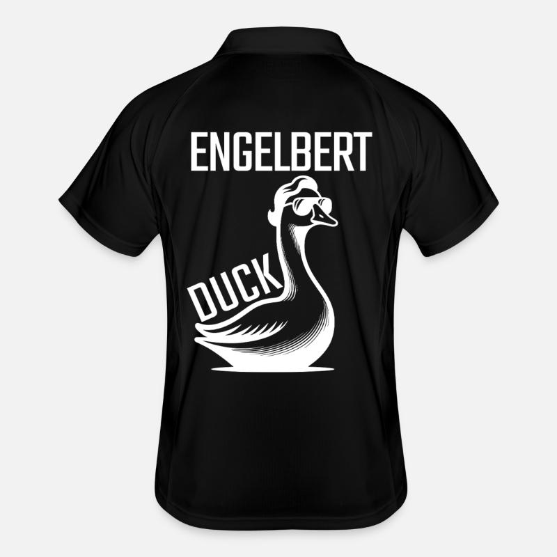 Engelbert Duck  - Männer Polo atmungsaktiv - Schwarz/Weiß
