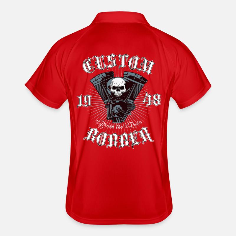 Bobber Chopper Motorcycle Design Men's Polo breathable