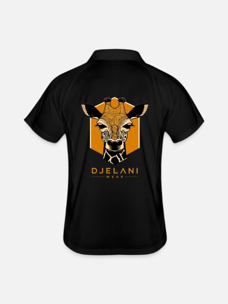 Geometrische Giraffe in Ocker - Männer Polo atmungsaktiv - Schwarz/Weiß - Hinten
