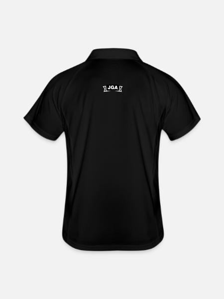 JGA Emblem / Logo - Männer Polo atmungsaktiv - Schwarz/Weiß - Hinten