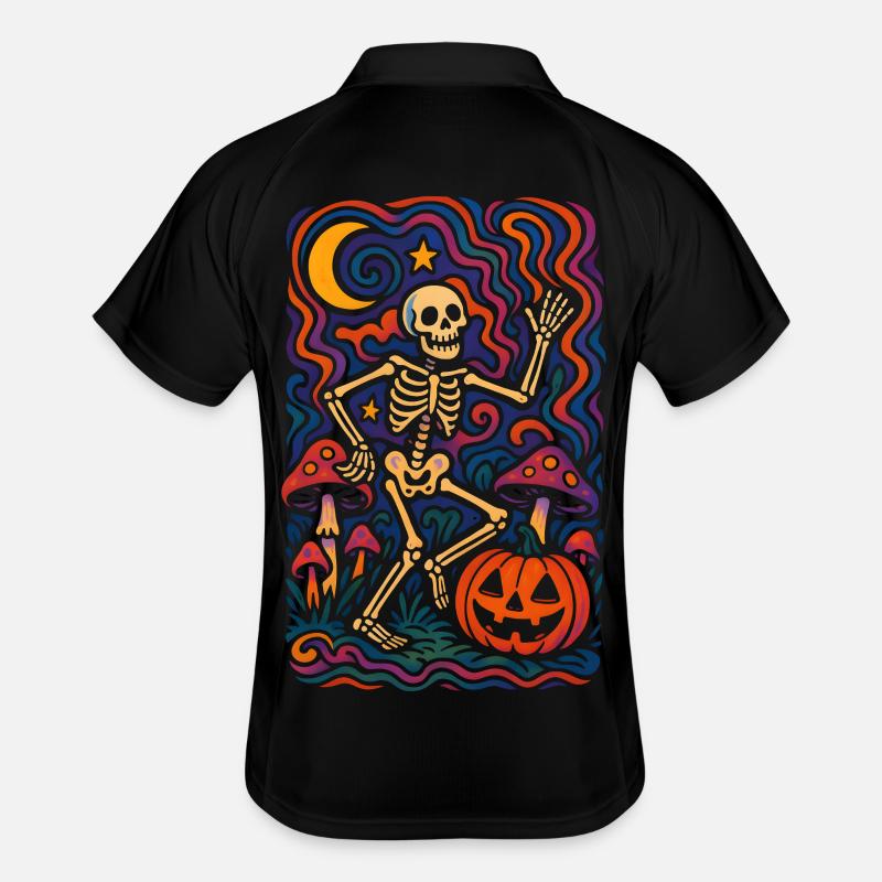 Dancing Skeleton – Retro Halloween Art Men's Polo breathable