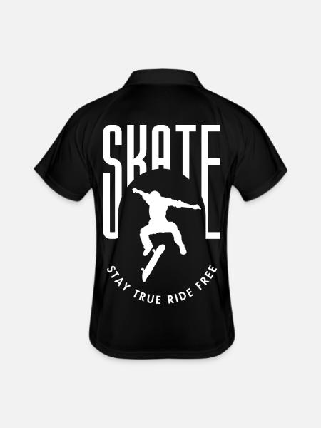 Skater Silhouette Stay free to ride - Men's Polo breathable - black/white - Back