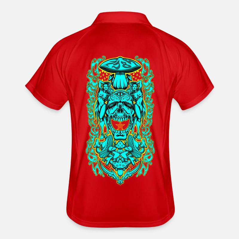 Portail de crâne psychédélique – Vision de champignon occulte Polo respirant Homme