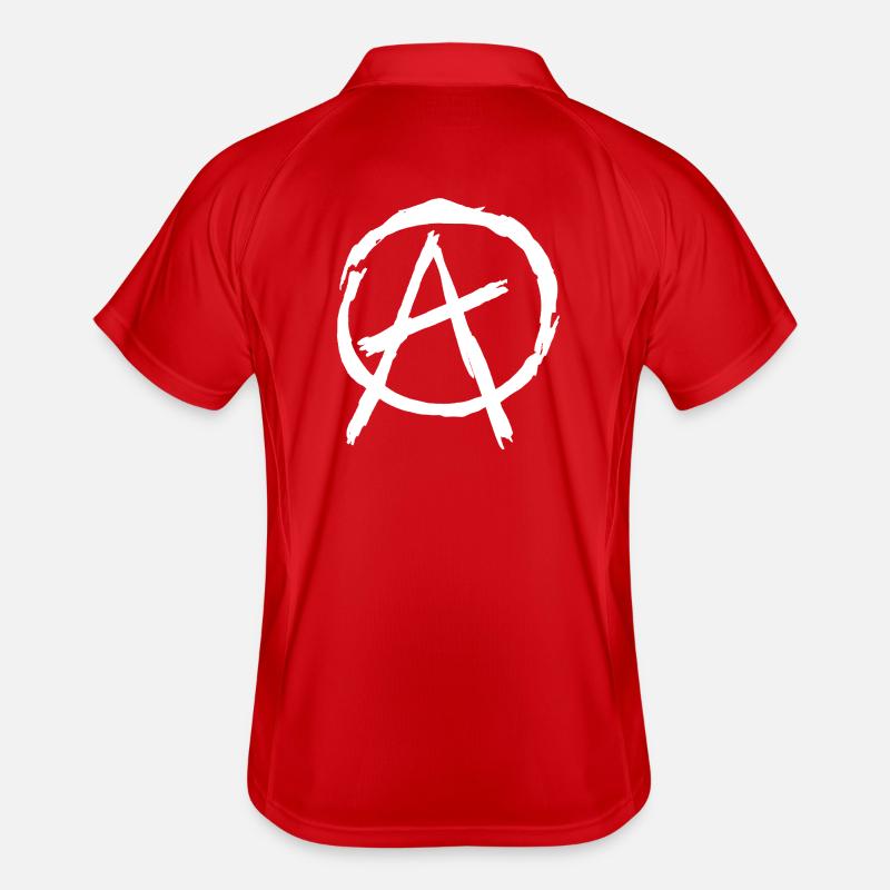Anarchy Symbol in Circle - White Men's Polo breathable