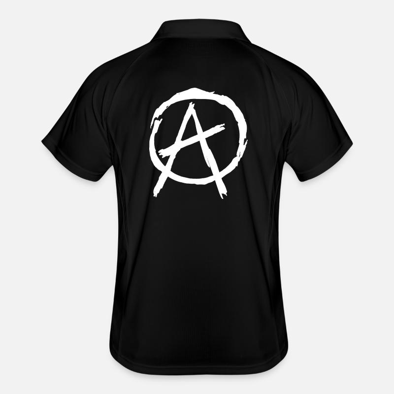 Anarchy Symbol in Circle - White Men's Polo breathable