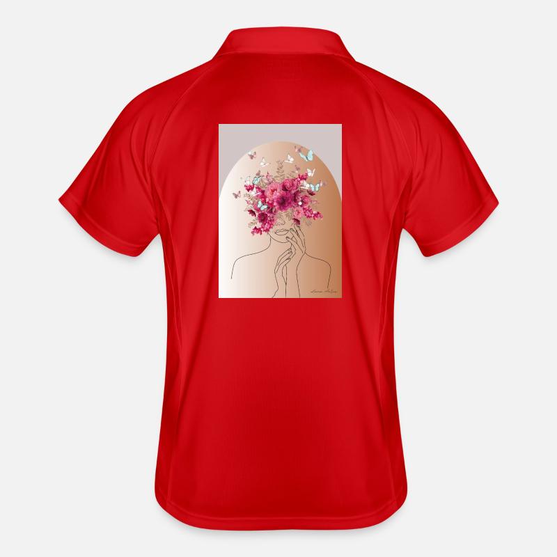 Tête de fleur avec couronne de papillon Polo respirant Homme