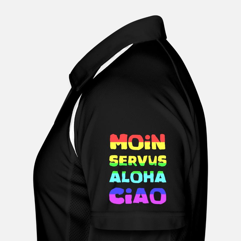 Regenbogen Schriftzug Aloha Ciao Männer Polo atmungsaktiv