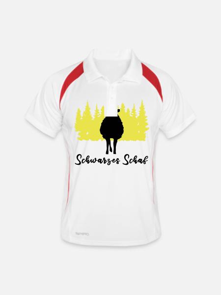 "Schwarzes Schaf: Individuelle Eleganz" - Männer Polo atmungsaktiv - Weiß/Rot - Vorne