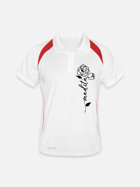 Madita Name Vorname Namensblume - Männer Polo atmungsaktiv - Weiß/Rot - Vorne