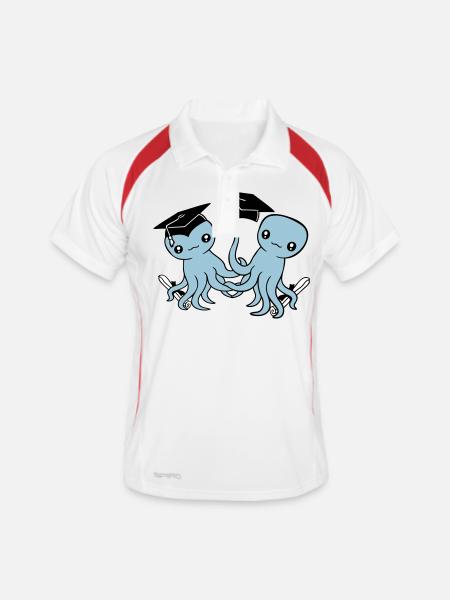 2 Octopus passed two high school graduation college - Men's Polo breathable - white/red - Front