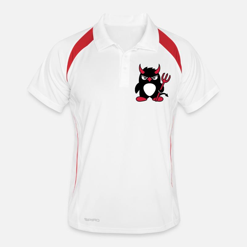 Penguin Devil Horns Trident Hell Evil Satan Men's Polo breathable