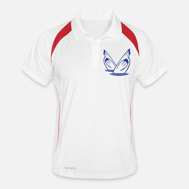 2 ducks diving underwater head lake drinking water Men's Polo breathable