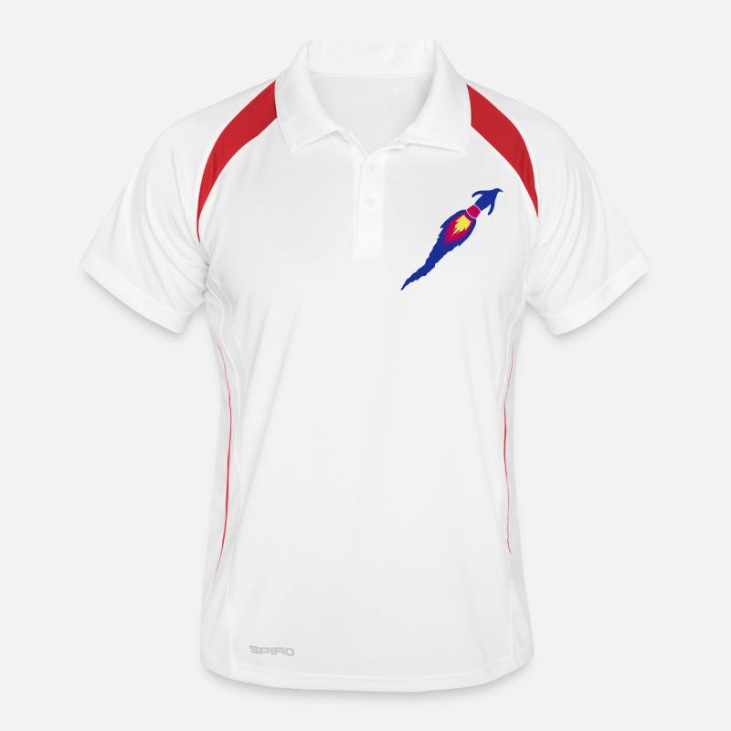 Funny Penguin Rocket Fire Fun Flight Flying Men's Polo breathable
